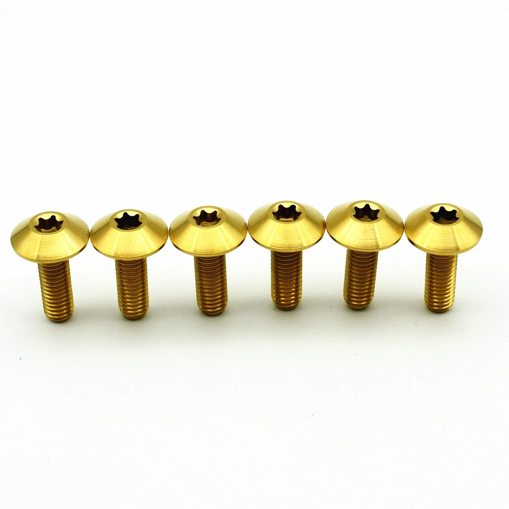 Gold Color Титан болты для мотоциклу YAMAHA изменить Совместимость M5X15 M6 x12/15/20 мм с грибовидной головкой мотоцикл Torx украшения дисковые тормоза Ti Болт - Цвет: Gold Color