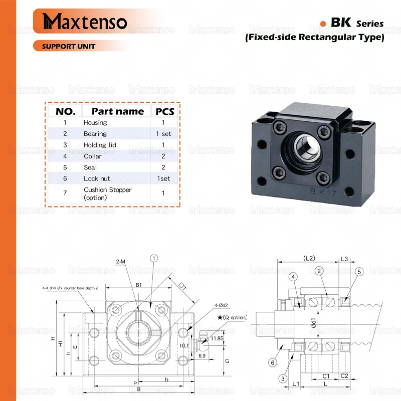 MAXTENSO блок поддержки Профессиональный BK25 BK30 фиксированная сторона C3 C5 C7 с BF25 BF30 для шарикового винта ТБИ СФУ Премиум ЧПУ Запчасти
