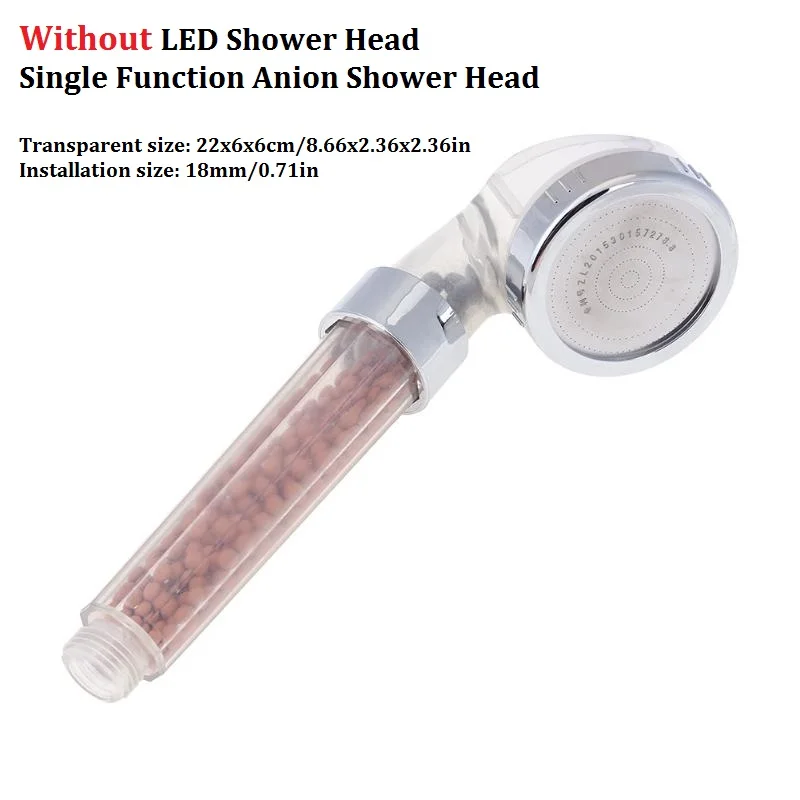 B Anion Shower Head Светодиодный душ с дождевой насадкой, 7 цветов, сменная душевая головка, без батареи, автоматический душ с водопадом, одноместная круглая Душевая насадка для ванной - Цвет: B Anion Shower Head