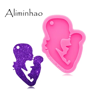 

DY0663 Super Glossy Resin Mother and baby keychain Mold Epoxy Craft Silicone Moulds Polymer Clay DIY Jewelry Making