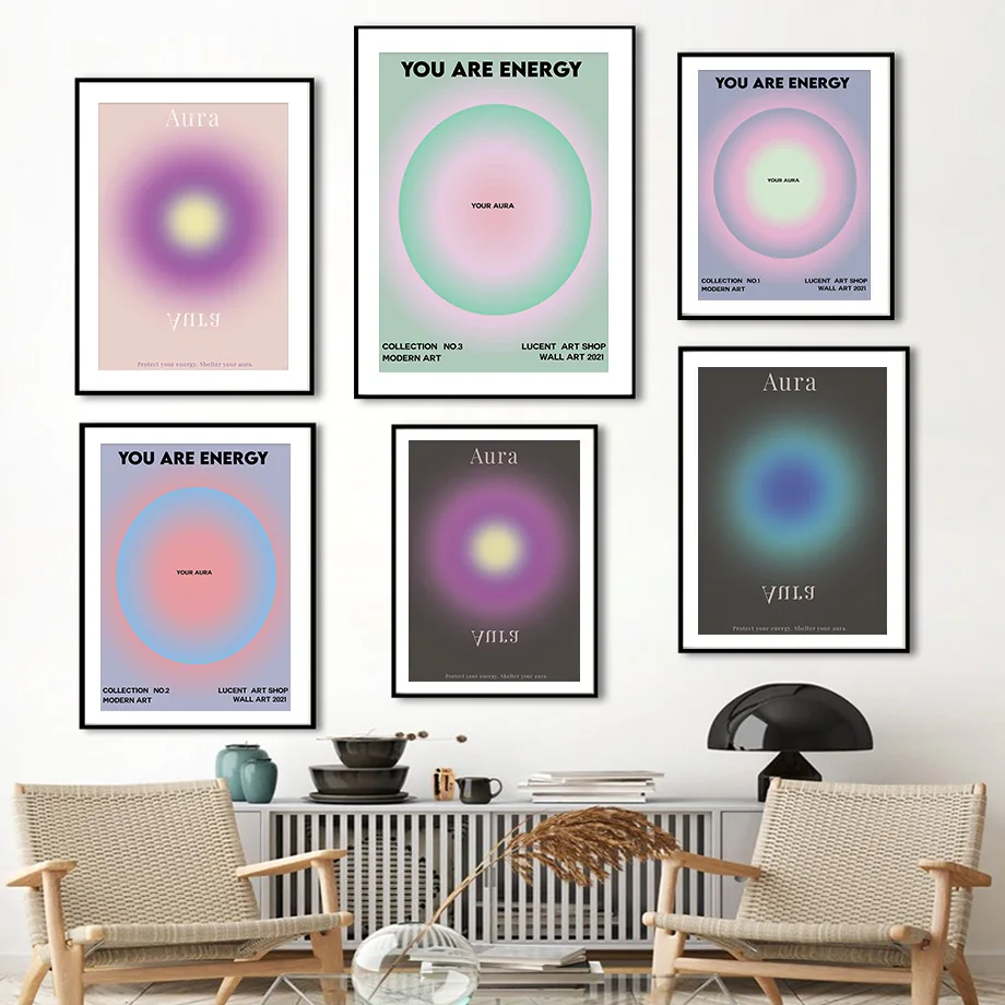 

Fashion Halo Spirit Psychedelic Gradient Wall Art Canvas Painting Nordic Posters And Prints Wall Pictures For Living Room Decor