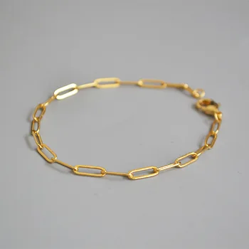 

Fashion Brass Jewelry Retro Elegant Delicate Personality Rectangular Chain Buckle Simple Temperament Chain Bracelet for Women