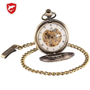

Retro KS Mechanical Self Wind Skeleton Alloy Case Copper Key Pendant Roman Analog Fob Chain Luxury Pocket Watch Jewelry / KSP044