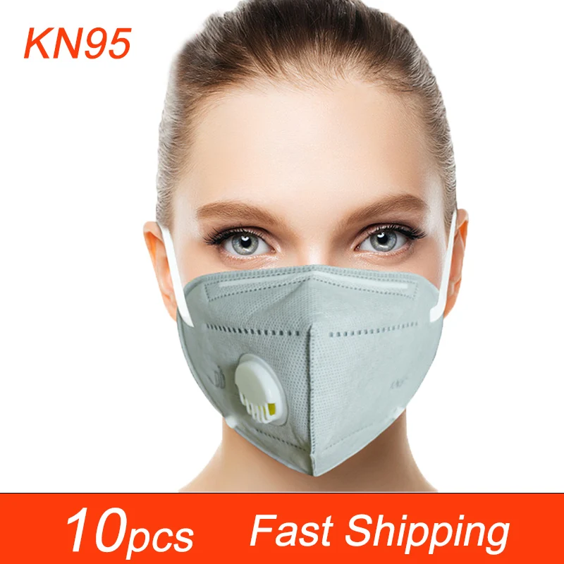 

10pcs KN95 Masks 6 Layers Breather Valve N95 Face Masks Mouth-muffle Protective Anti-Pullotion Masks High Quality Masks KN95-3