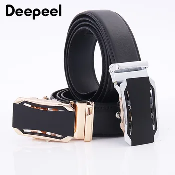 

Deepeel 1pc 4cm*120-130cm Luxury Men High Quality Genuine Leather Belts for Men Strap Male Metal Automatic Buckle Business YB356