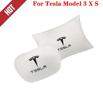

for Tesla Model 3 S X Car Accessories Neck Pillow Seat back Headrest Car backrest Cushion White