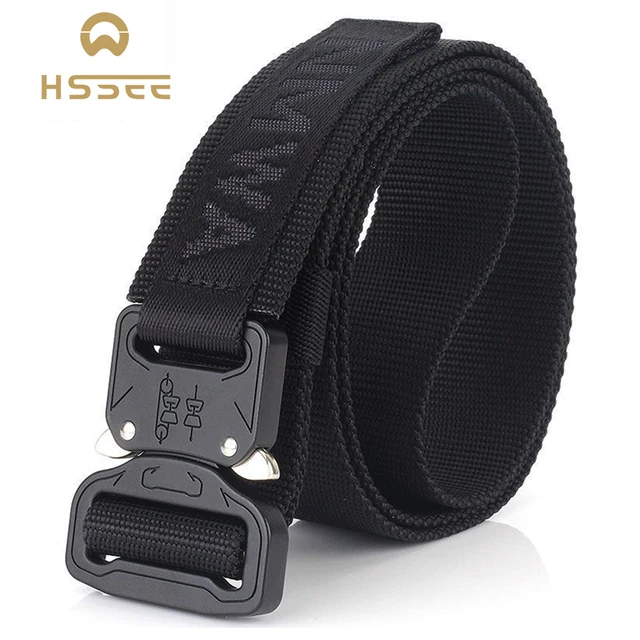 US $4.83 HSSEE quick release buckle sports belt green nylon metal buckle commuter fishing belt unisex milita