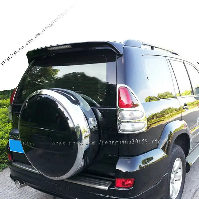 Для Toyota Land Cruiser Prado FJ120 2003 2009 черное покрытие спойлер крыло со светодиодом|Спойлеры