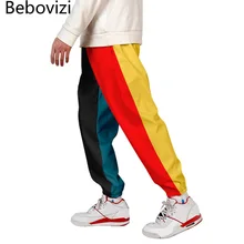  Fashion Patchwork of Color Blocks Sweatpants Men Multi Pocket Long Cargo Pant Harajuku Hip Hop Jogger Trousers Streetwear Pants 