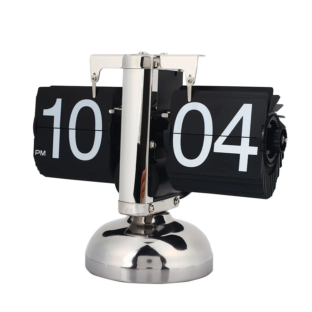 

Quality Retro Modern Metal Scale Digital Auto Flip Single Stand Desk Table Clock