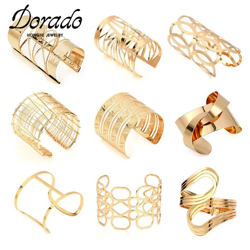 Полые широкие браслеты манжеты и обручи Dorado для женщин мужчин ретро новые