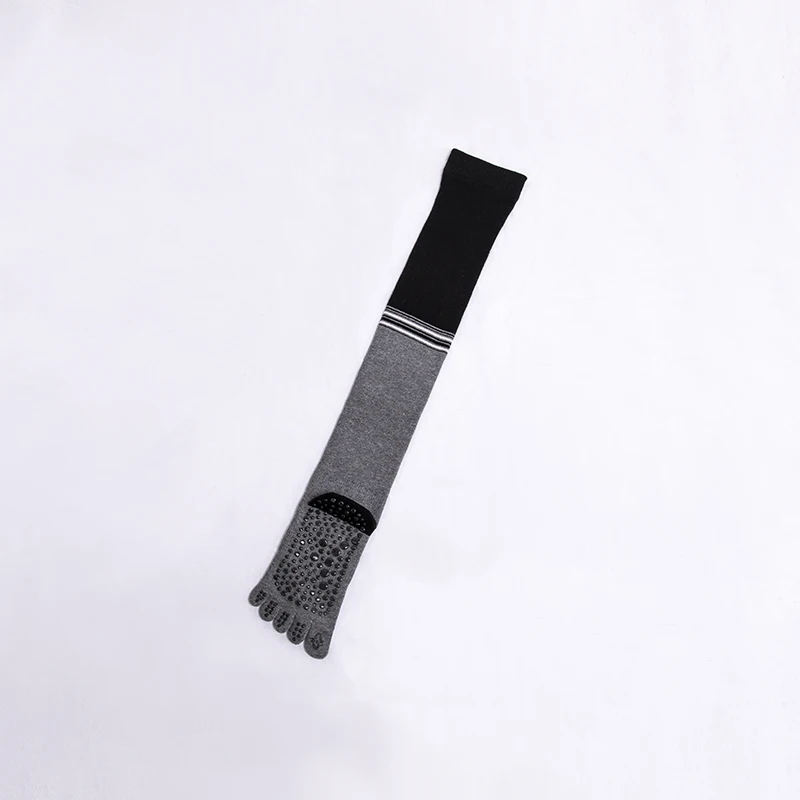 gray n black Осенне-зимняя одежда, женские носки для йоги, выше колена, пять пальцев, Чулки с нескользящей подошвой в горошек, женские носки для пилатеса, йоги, упражнений, йоги - Цвет: gray n black