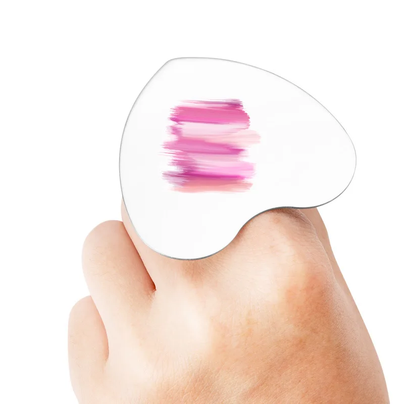 1Pcs Hart Palet Vinger Ring Kleur Palet Rvs Plaat Make Up Cream Foundation Mixing Palet Cosmetische Tool FY163