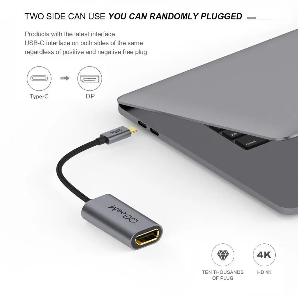 Кабель адаптер USB C DisplayPort 4K @ 60 Гц 3 1 Type Thunderbolt совместимый с женским кабелем DP для
