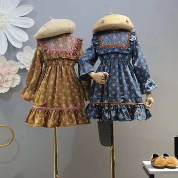 

Roimyal Wholesale 2019 New Fashion girls princess dress flower ruffles tutu dress sailor collar fall children clothes 2-8 years