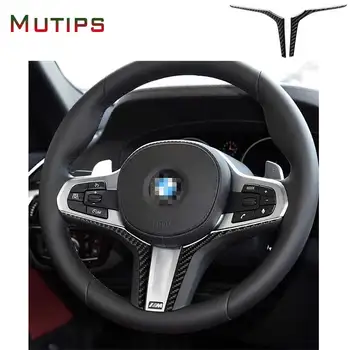 

Mutips car steering wheel trim cover carbon fiber Sticker Car styling accessories interior decoration for BMW G30 G01 G02 2020