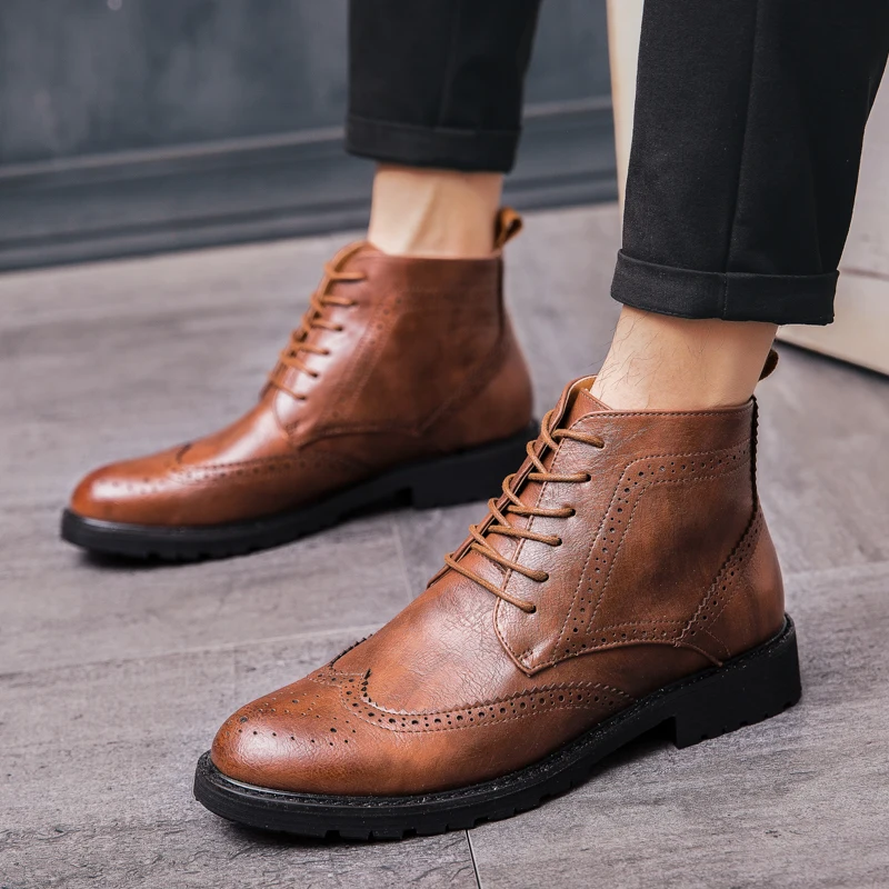 Мужские ботинки в британском стиле наивысшего качества; сезон весна-осень; Модные слипоны; мужские ботинки из искусственной кожи; botas hombre - Цвет: Цвет: желтый