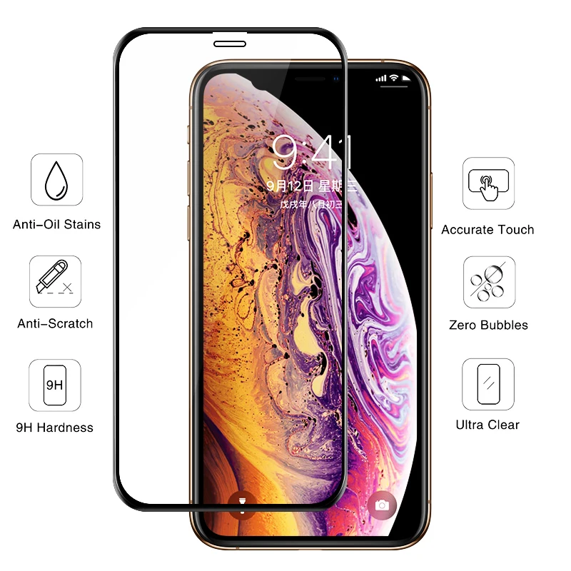 Закаленное стекло для iPhone 11X10 XS MAX XR ультратонкая защита экрана с полным покрытием