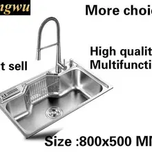 Tangwu модная Высококачественная кухонная раковина 1 мм Толстая пищевая 304 нержавеющая сталь большой однослотовый прочный 80x50x22 см