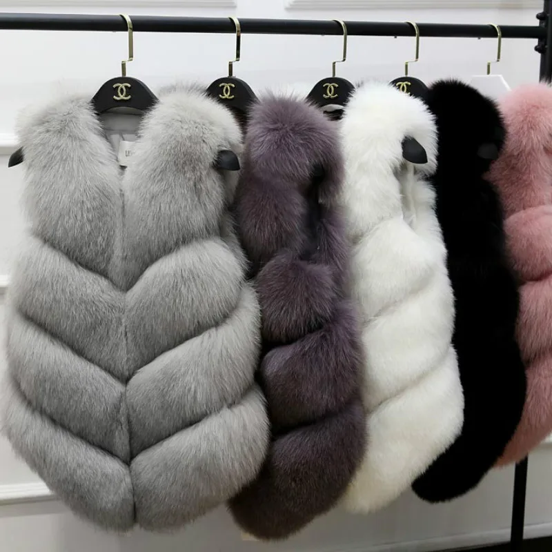 

BJYL 2020 New Fashion Faux Fur Coat Winter Coat Women Waist Coat Fur Gilet Women's Fur Jacket Fur Vest For Ladies 10 Colors