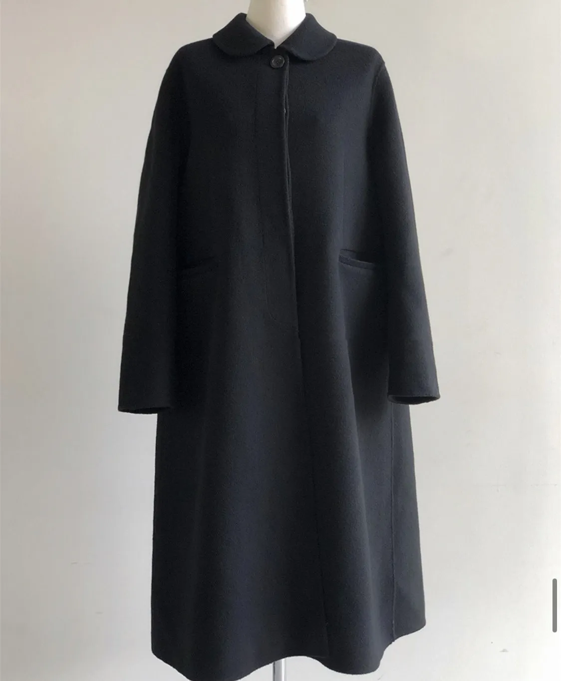 Новое винтажное Женское шерстяное пальто женское длинное плотное теплое платье пальто Куртки Оверсайз осень зима женская верхняя одежда шерстяное пальто - Цвет: Black