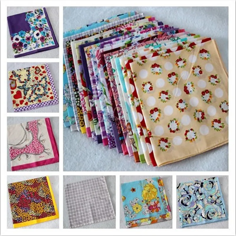  Ladies Printed Handkerchief Cotton Handkerchief 40 * 40CM 5Pcs/Lot