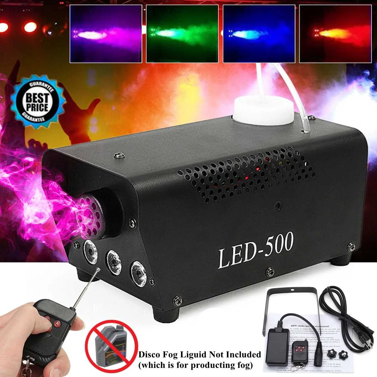 

500W disco colorful smoke machine mini LED remote fogger ejector dj Christmas party light fog machine With Remote control