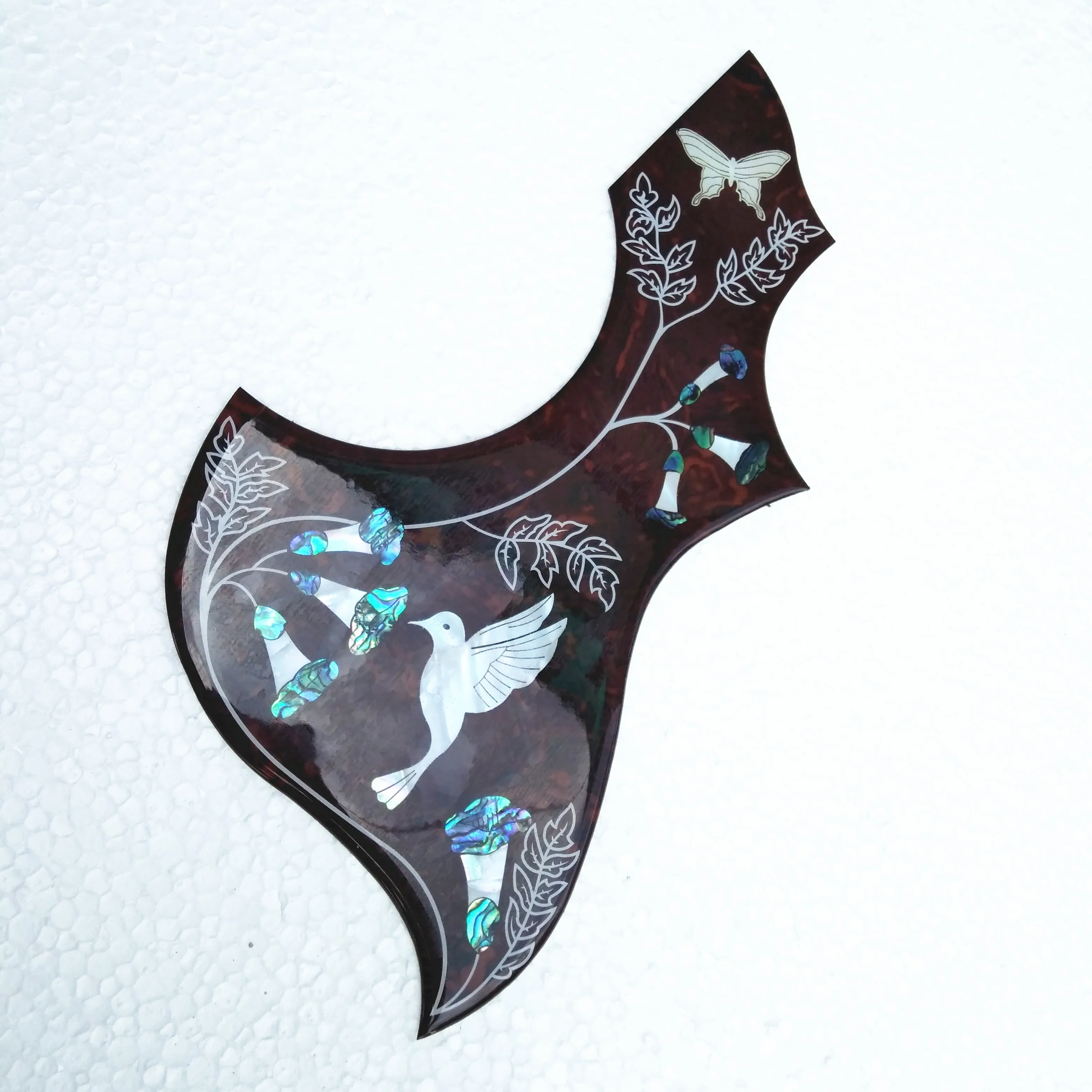 2 мм толщина акустической гитары pickguard, Abalone птица инкрустация pick guard толстые целлюлоидные pickguard, с самонаклейкой