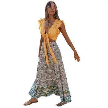 

Casual Skirts Womens Summer 2020 Bohemian Print A-Line Ankle-Length Skirt