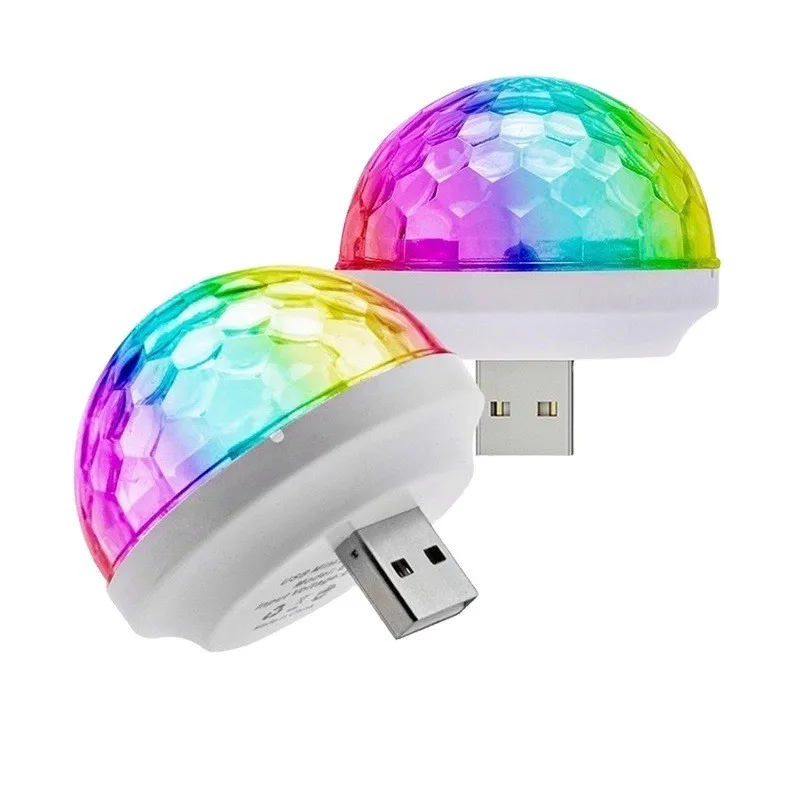 Car USB ambient light DJ RGB Mini color music Led Apple USB interface holiday party atmosphere indoor dome light