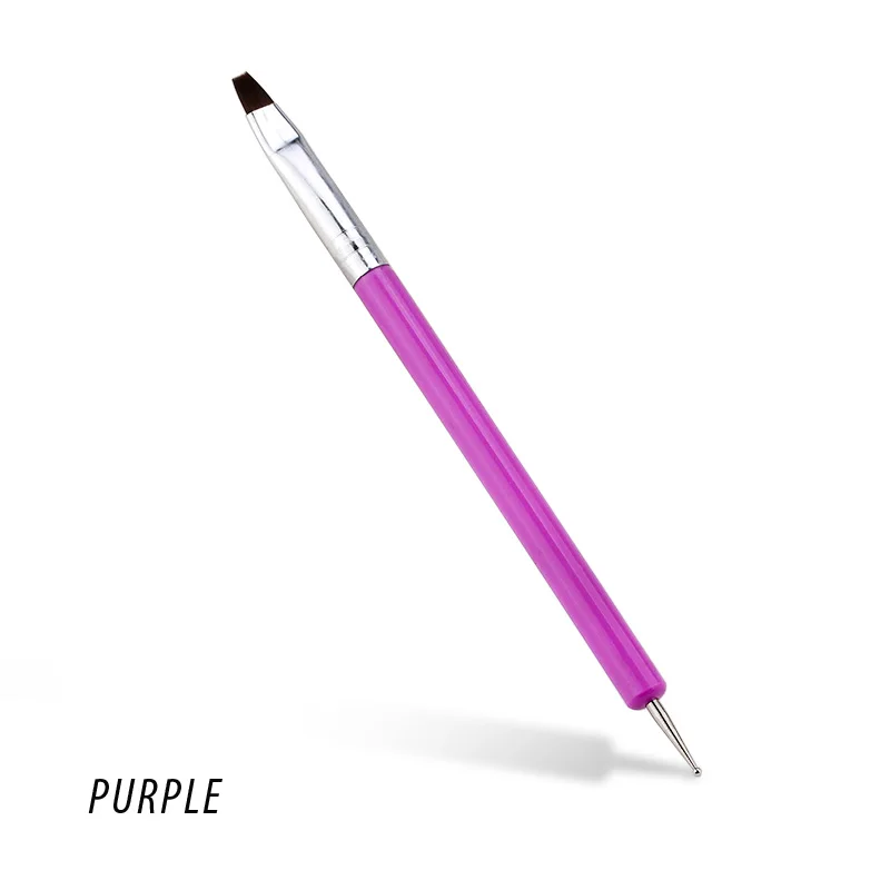 purple 1 шт Двойная Головка кисти для дизайна ногтей точечные ручки для рисования УФ-гель-Лак Кисть для ногтей салонный инструмент для украшения - Цвет: purple