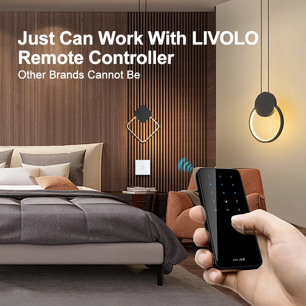 Livolo Remote Touch Wireless Switch,Wall Light Remote 433.94 Touch Switch With Mini Remote Controller,grey glass panel