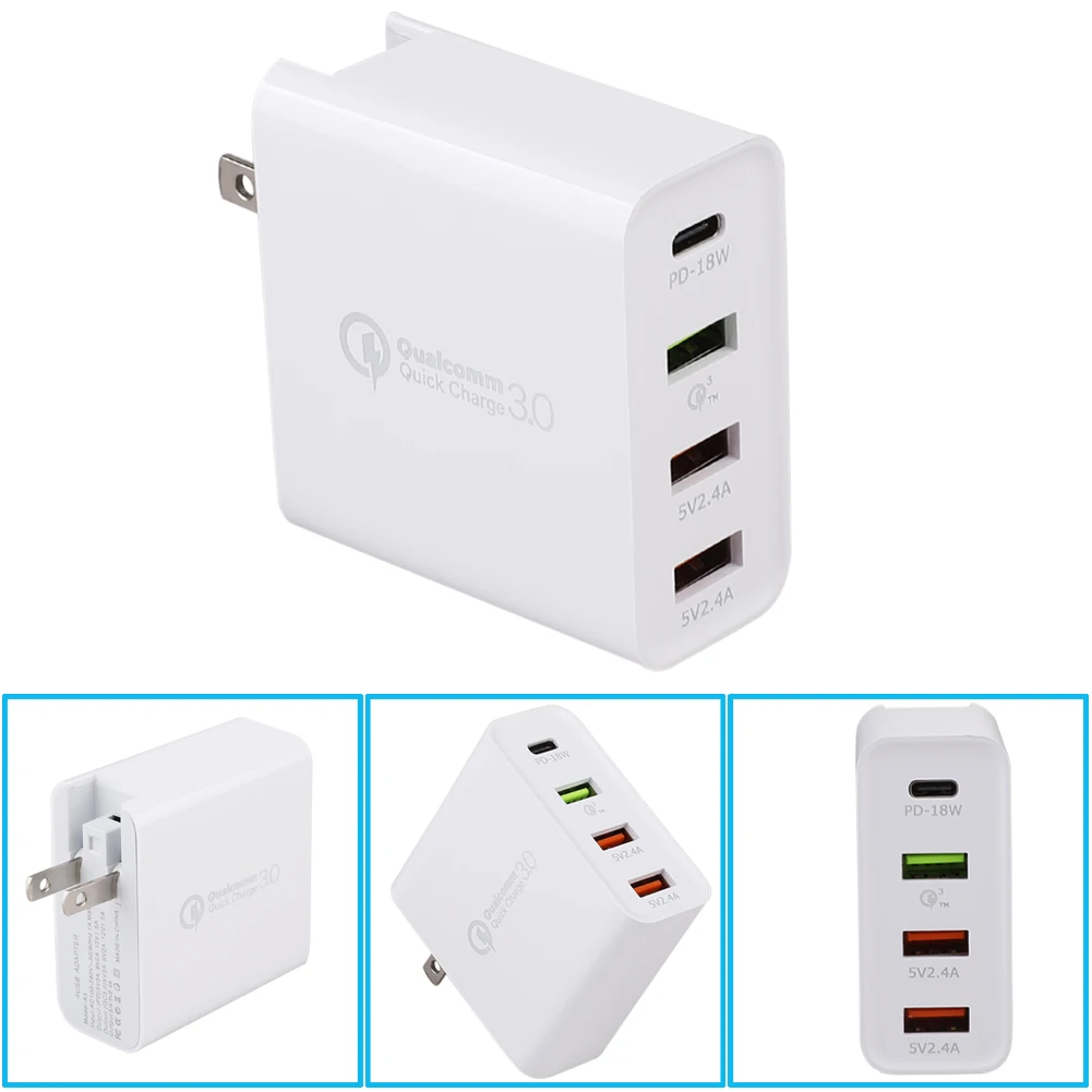 4 порта Смарт USB настенное зарядное устройство 3,0 для iPhone samsung USB адаптер type C PD быстрое зарядное устройство EU US UK