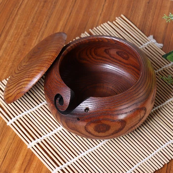 

10-16cm Bamboo Knitting Crochet Bowls Yarn Thread Storage Bowl With Cover Lid For Knitting Crochet Holder Needlework Tools