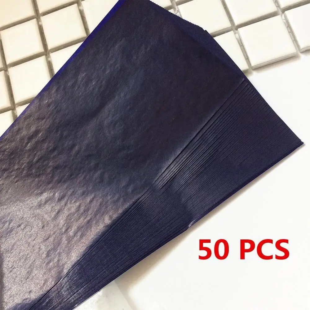 50 шт. синяя двухсторонняя углеродная бумага, копировальная углеродная бумага для школы 48 к/32 к/16 к, тонкая бумага для офиса, канцелярские принадлежности T W5H8
