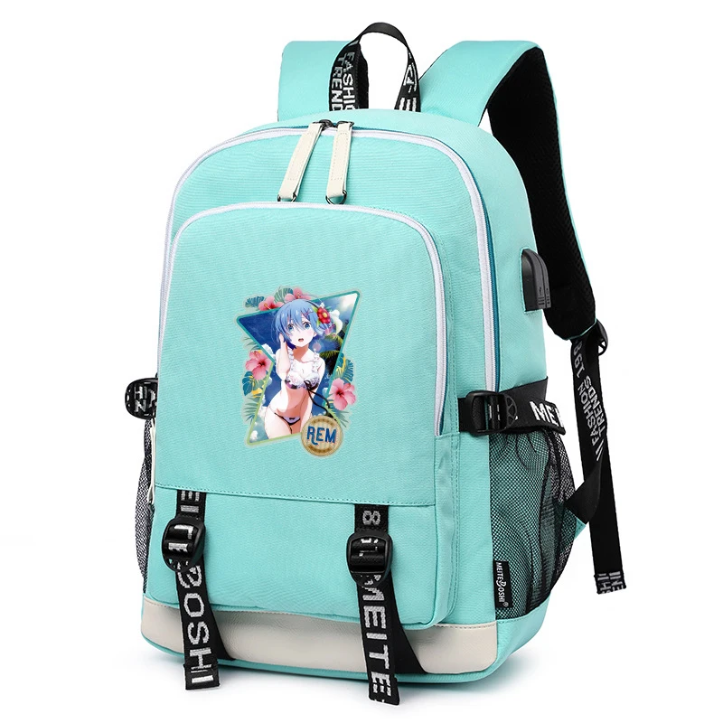 Аниме школьные сумки мультфильм Rem Ram Bookbag Re: жизнь в другом мире от нуля розовый