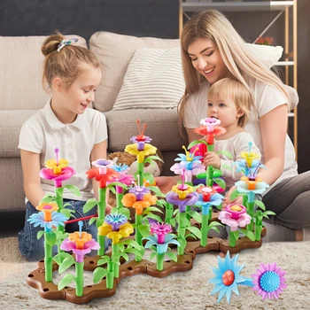 

54-104Pcs DIY Pop Beads Girl Flower Toys Children Flower Arrangement Toys Assembled Garden Educational Children Toys