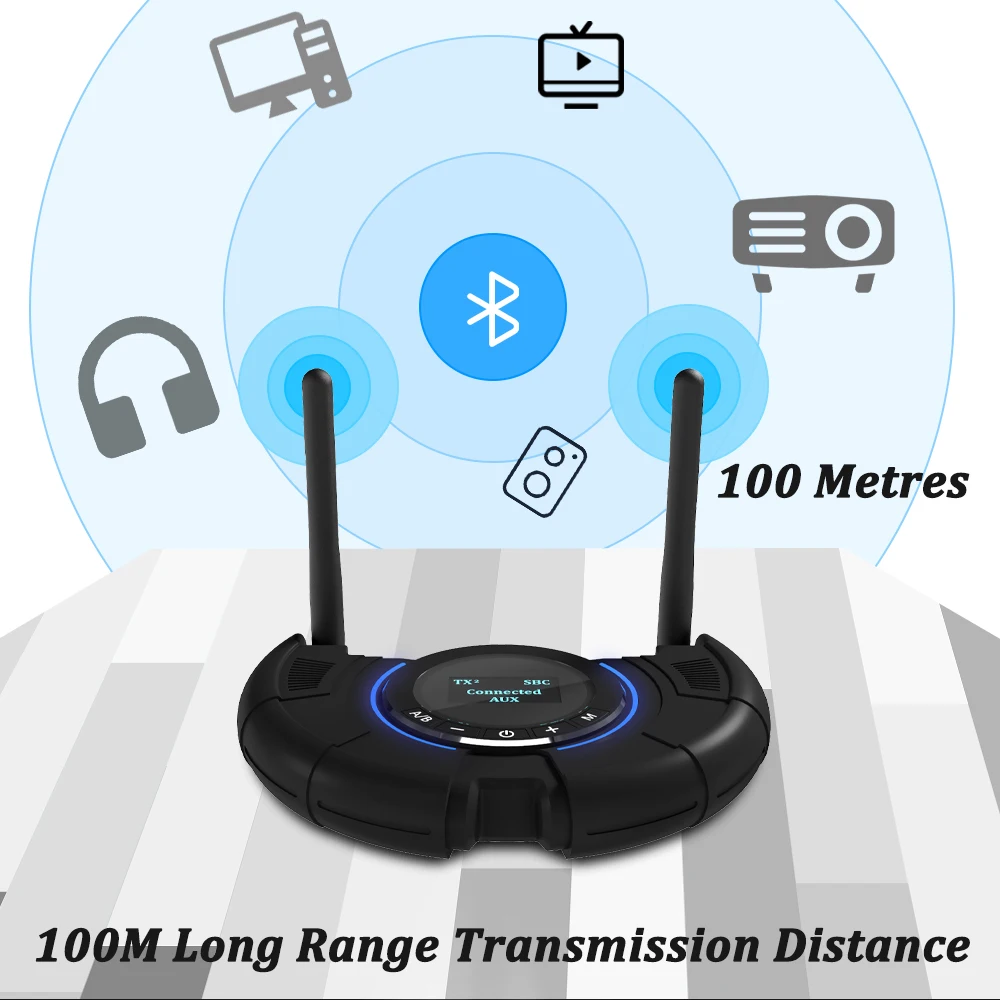 Áudio sem Fio para tv 100m de Longa Distância Bluetooth Transmissor Receptor Aptx hd Baixa Latência Adaptador Spdif Óptica Aux 3.5mm Csr8675 - Image 2