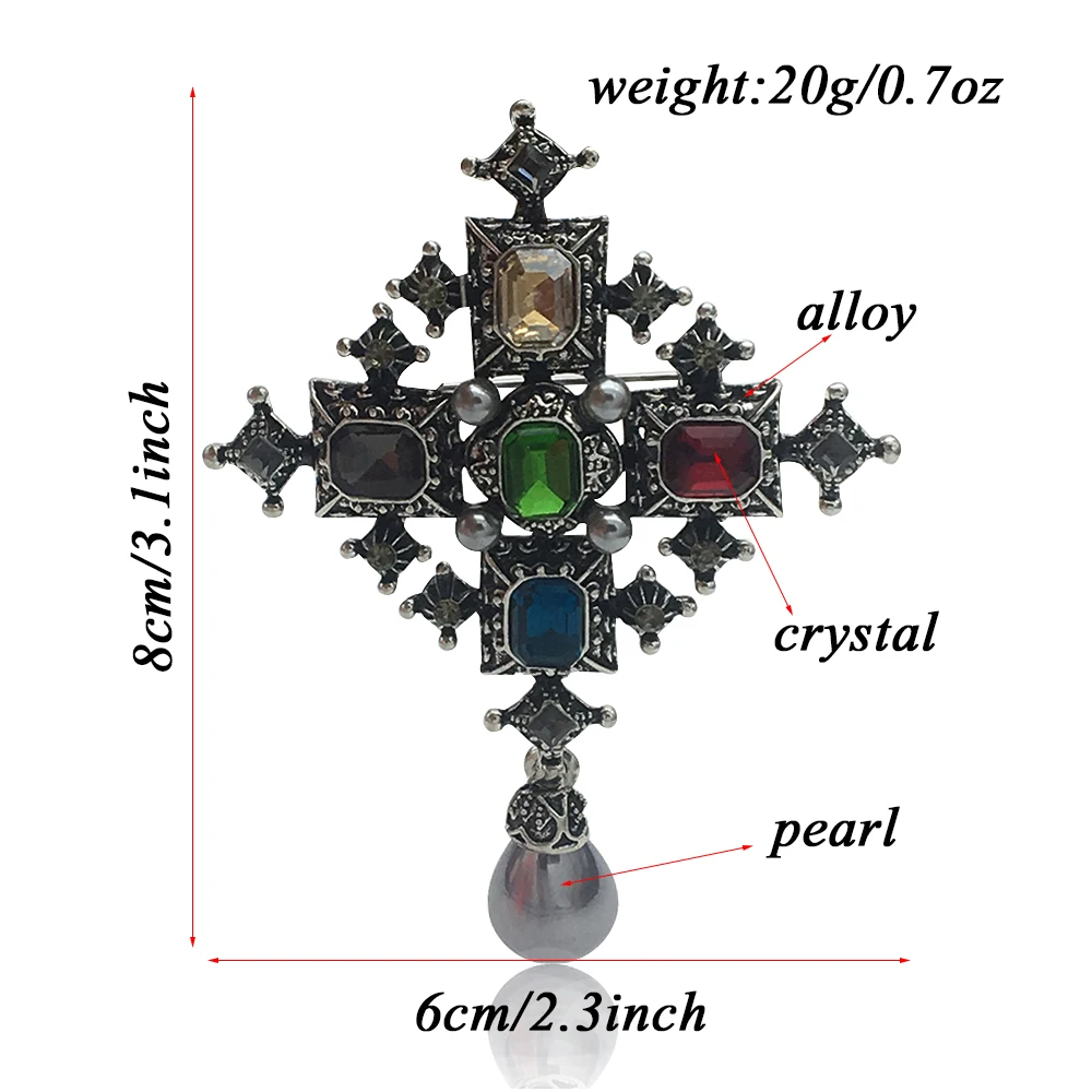 QIDIAN большой кристалл крест броши для мужчин и женщин одежда мода Винтаж булавки вечерние свадебные аксессуары дизайн корсаж