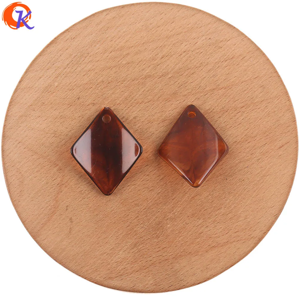 Deep Amber Cordial Design 24x30mm 200pcs Marble Effect/Curved Rhombus Shape Beads/Earrings Accessories/Parts/Hand Made Jewelry/Earring DIY - Цвет: Deep Amber