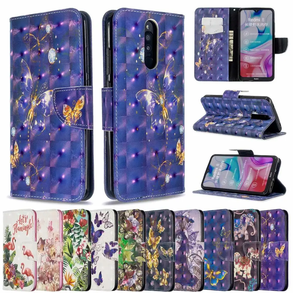 Модный новый чехол-книжка с 3D рисунком для телефона Xiaomi Redmi 8 8A чехол из