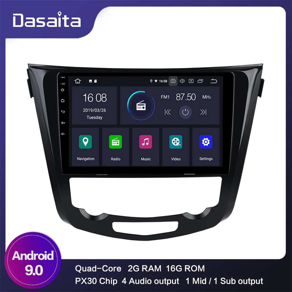 Android 9.0 Car Stereo 10.2" IPS Screen for Nissan X-Trail Qashqai Autoradio Bluetooth MP3 1 Din GPS Navigation