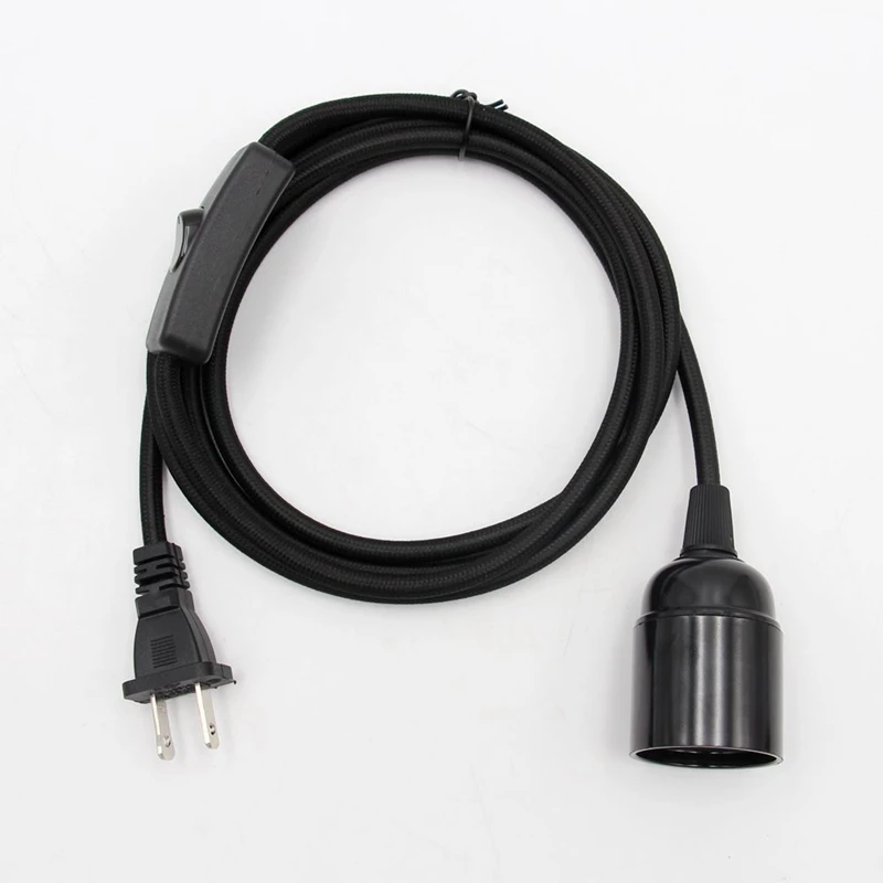 2 Prong Plug Power Cord with Inline Switch and Bulb Holder for Hanging or Table Lamps