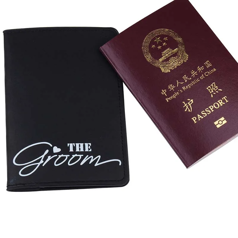 The Bride& Groom Travel Accessories Women Men Passport Holder PU High Quanlity Travel Cover on the Passport Girl Passport Cover