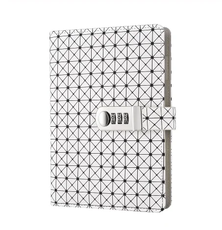 Кожаный блокнот с кодом блокировки личный дневник бизнес толстый блокнот 100 листов бумаги офисные школьные принадлежности подарок - Цвет: white