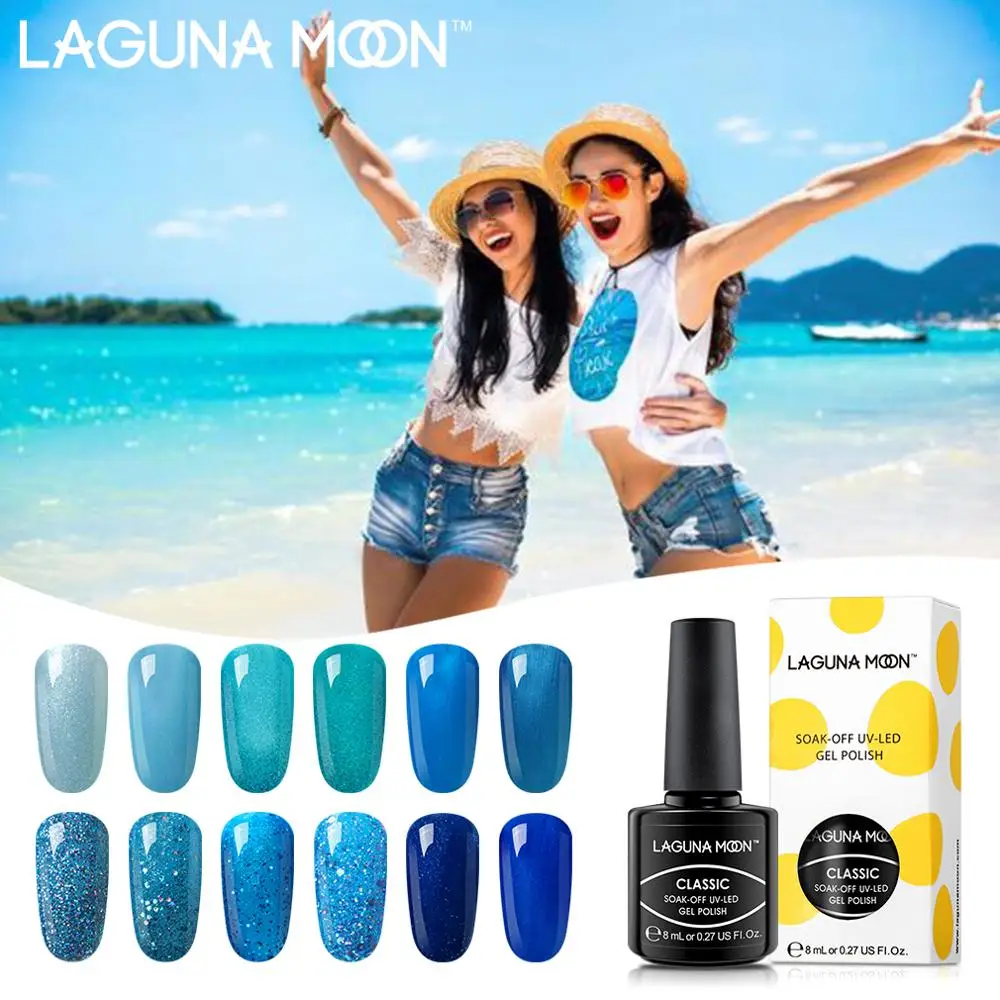 

Lagunamoon 8ml Blue Color Gel Nail Polish Painting Soak Off Semi Permanent Gel UV and LED Lamp Enamel Lacquer Varnish GelLak