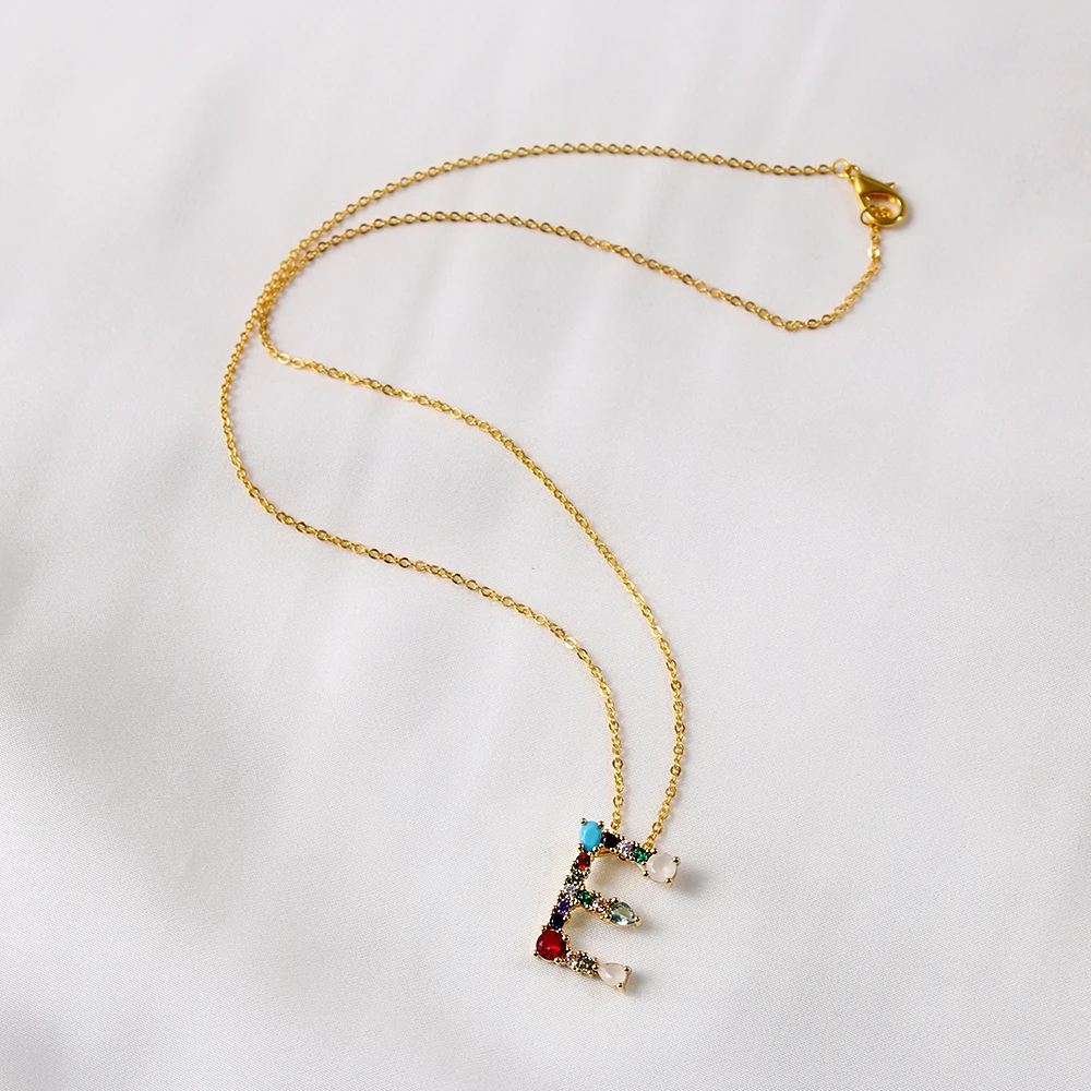 1 шт., модное роскошное разноцветное ожерелье с кулоном из фианита, 26 букв алфавита, ожерелье, самодельное имя, Женские Ювелирные изделия, подарки