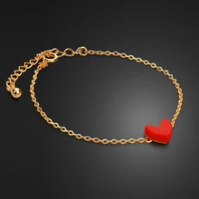 Богемный женский браслет из серебра 925 пробы, красный браслет с кулоном сердце, 24k Золотая цепочка, длина 17,5 см, хорошее ювелирное изделие, подарок на День Благодарения