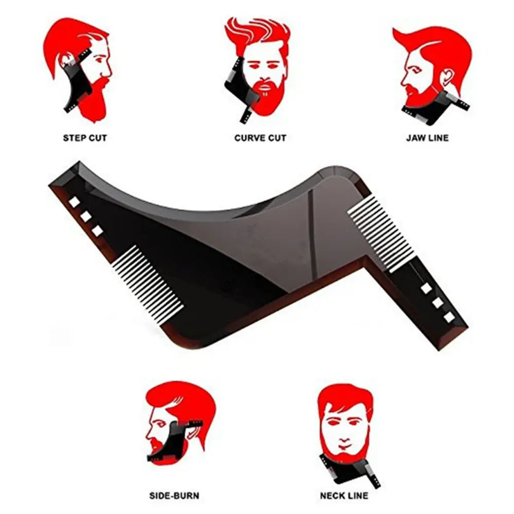 Hot 1PCS High Quality Beard Shaping Styling Template PLUS Beard Comb All-In-One Tool ABS Comb for Hair Beard Trim Template template