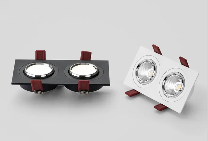 Square Double Anti Glare Recessed Angle Adjustment LED Downlight 7w 9w 14w 18w  AC85-265V COB Ceiling Kitchen Living Room Indoor
